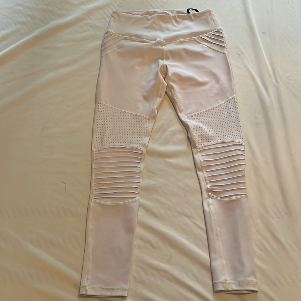 NEW White Bandier Moto Yoga Pants